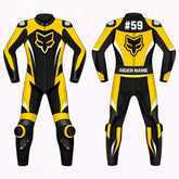 Custom fit leather motorcycle racing suit track road apparel front view