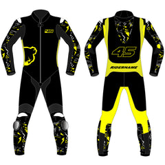 Custom made motorcycle leather racing suit front view
