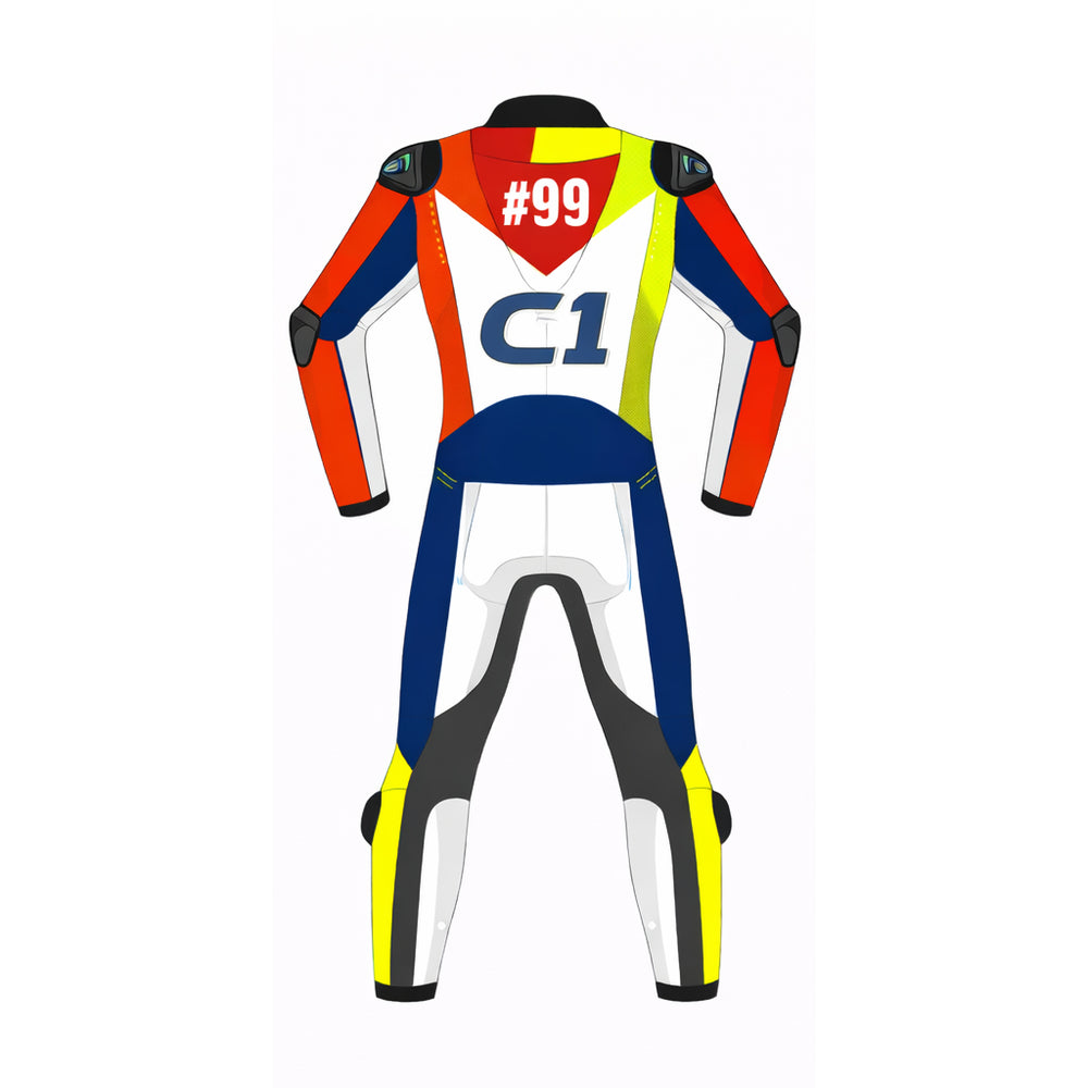 Custom biker leather racing suit track day street performance detail view
