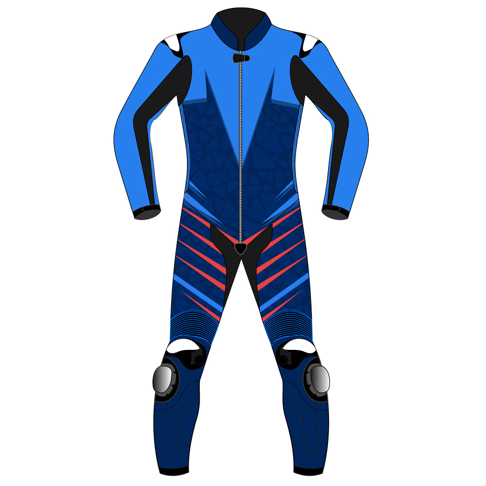 Custom motorcycle racing leather suit bespoke design back view