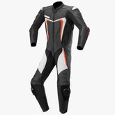 custom-motorcycle-racing-suit-black-white-orange-front