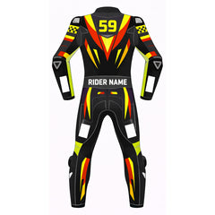 Custom one piece leather racing suit track day motorcycle gear back view