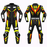 Custom one piece leather racing suit track day motorcycle gear front view