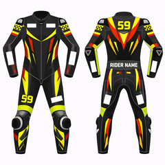 Custom one piece leather racing suit track day motorcycle gear front view
