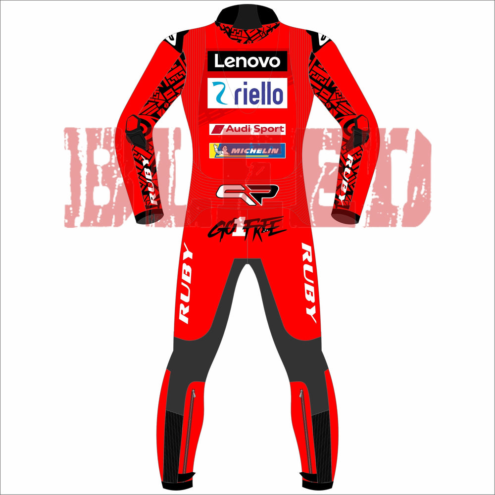 Francesco Bagnaia Ducati Lenovo British GP 2024 MotoGP leather racing suit detail view