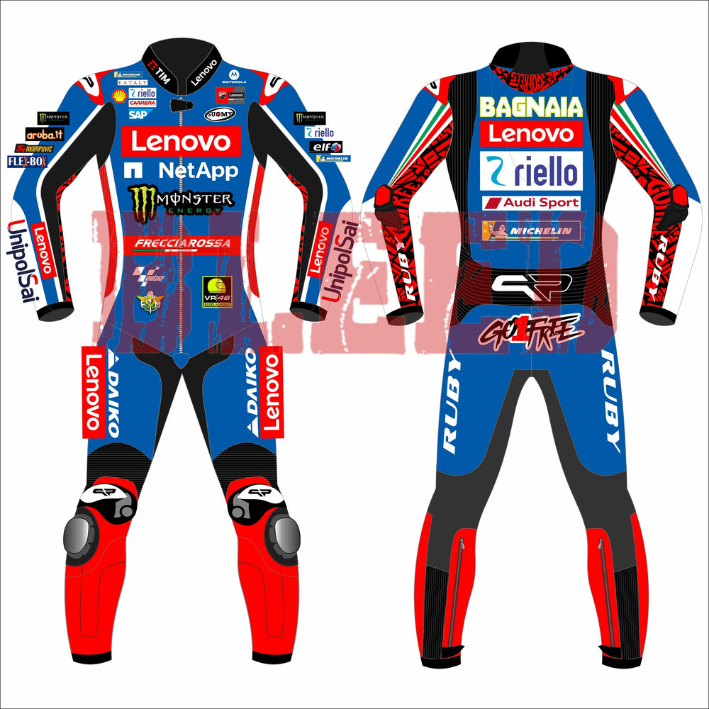 Francesco Bagnaia Ducati British GP 2024 special edition MotoGP leather racing suit front view