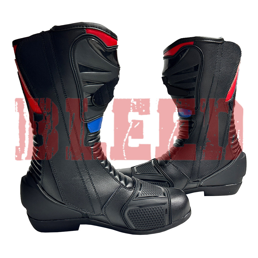 Honda Repsol motorbike leather riding boots front view