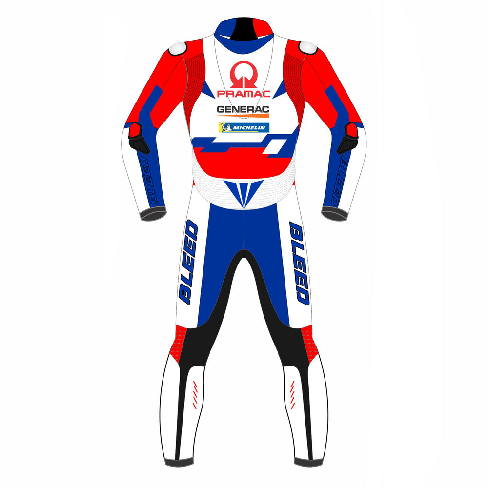 Jorge Martin Ducati Pramac 2022 MotoGP leather racing suit detail view