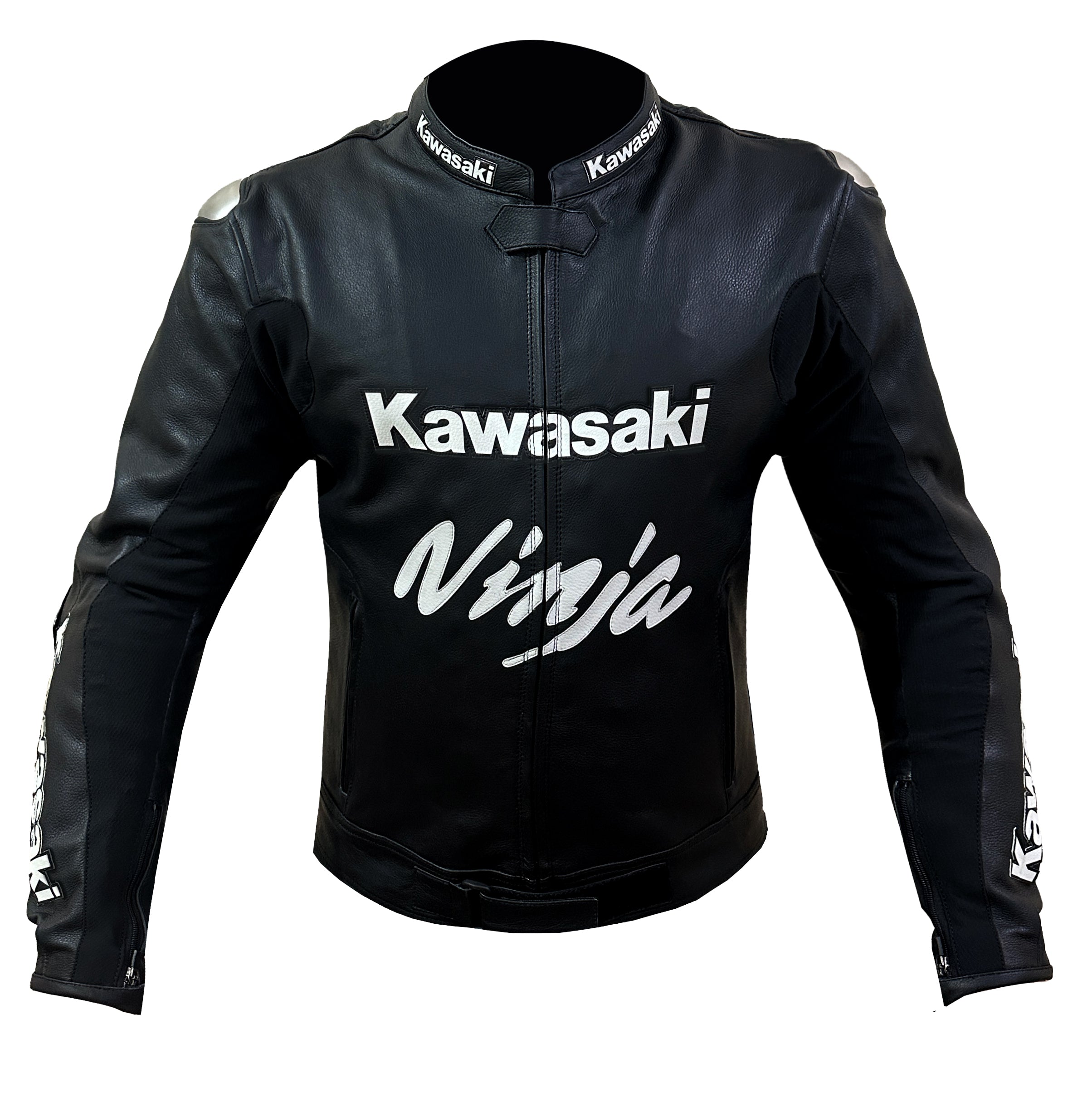 r*o様 PREMIUM BLACK FULLZIP SPORTS LEATHE Kawasaki Ninja Black Leather Motorcycle Jacket – Bleed Racing Gears