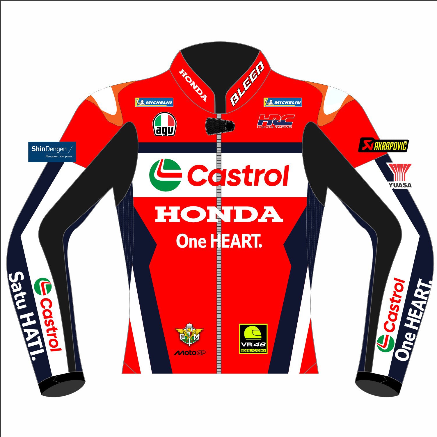 Luca Marini Honda 2025 MotoGP Leather Racing Jacket – Bleed Racing