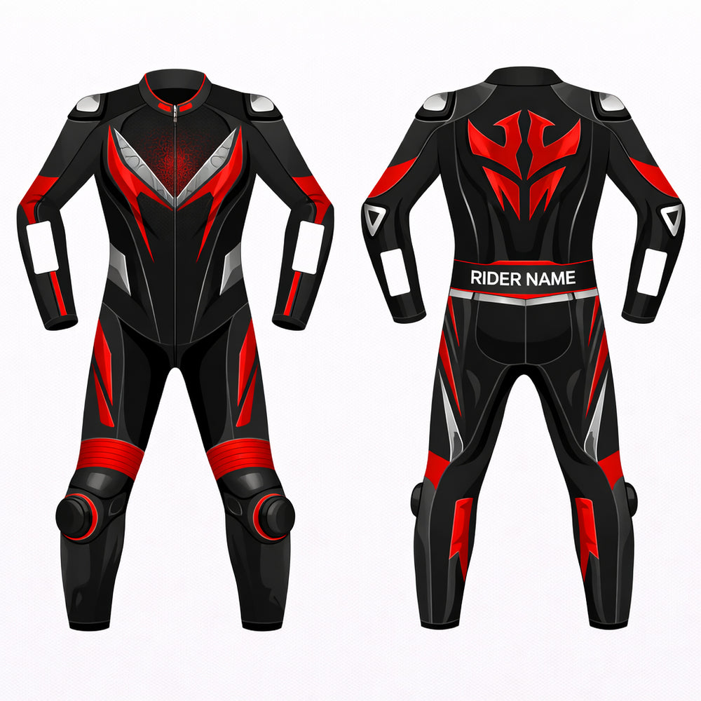 Personalized motorbike leather suit custom fit track day racing apparel front view