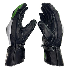 Kawasaki Ninja racing leather motorcycle gloves palm view