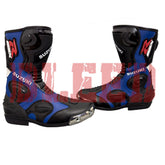 Suzuki GSX-R motorbike leather riding boots side view