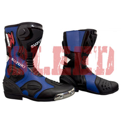 Suzuki GSX-R motorbike leather riding boots sole view