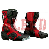 Suzuki GSX-R MotoGP motorbike leather riding boots side view