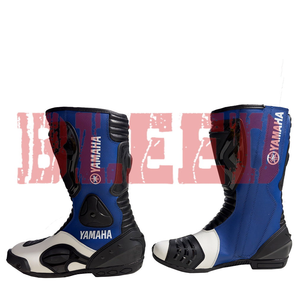 Yamaha motorbike leather riding biker boots front view