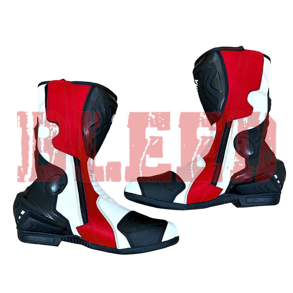 Yamaha MotoGP motorcycle leather racing boots detail view