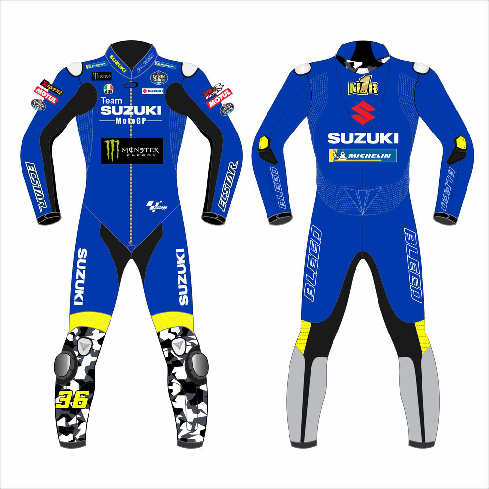 Joan Mir Suzuki Ecstar 2022 MotoGP leather racing suit front view