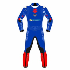 Alex Rins Suzuki Ecstar 2022 MotoGP leather racing suit detail view