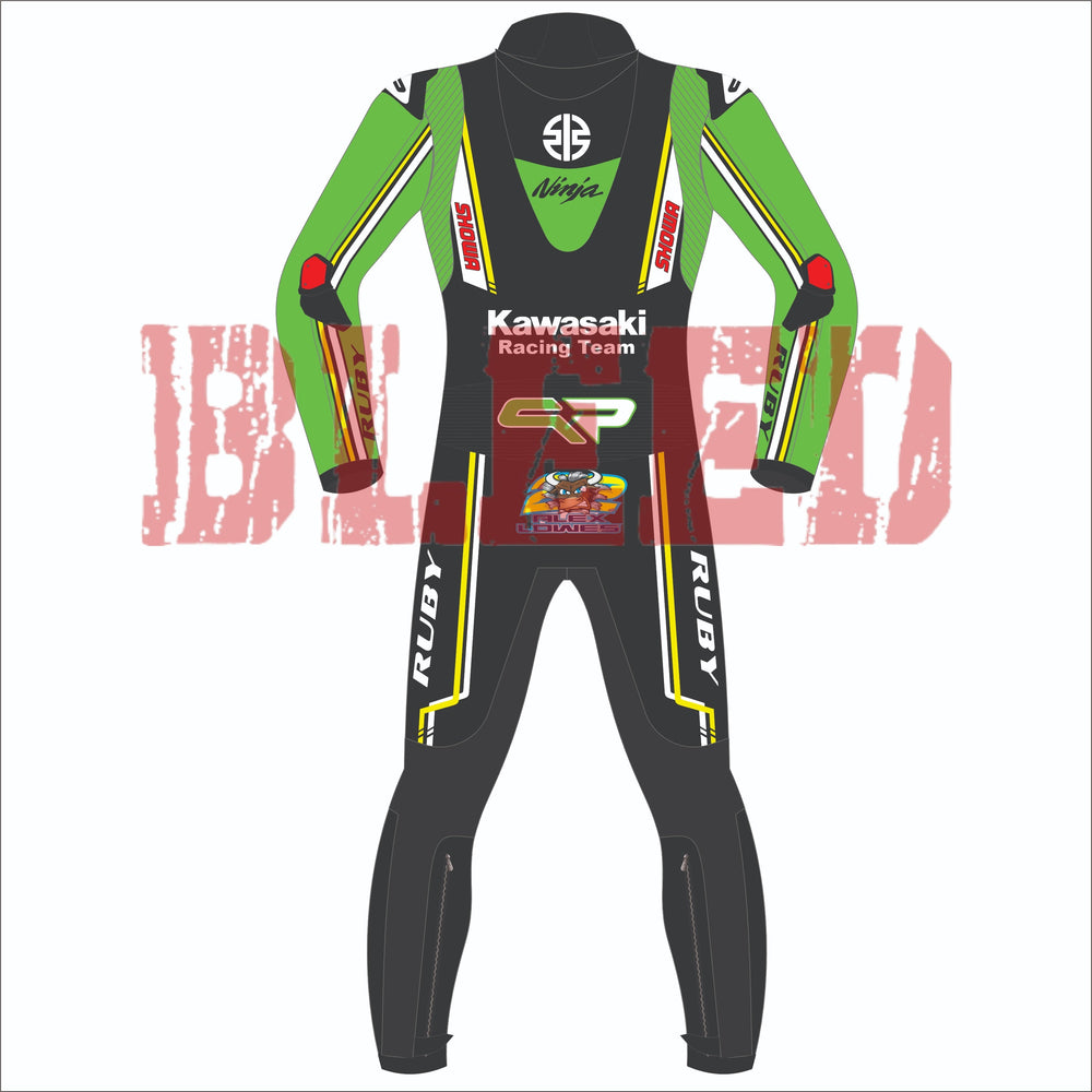 Alex Lowes Kawasaki Ninja 2024 WSBK leather racing suit detail view