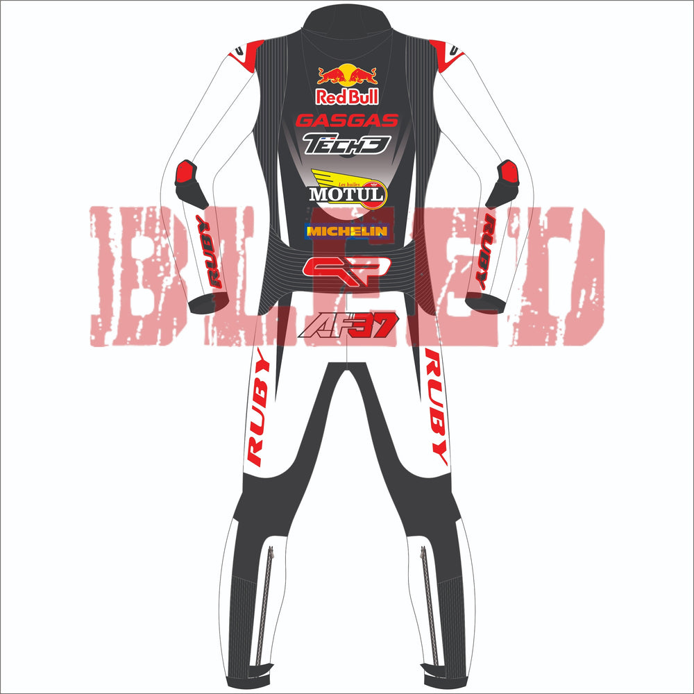 Augusto Fernandez Red Bull GasGas British GP 2024 MotoGP leather racing suit detail view