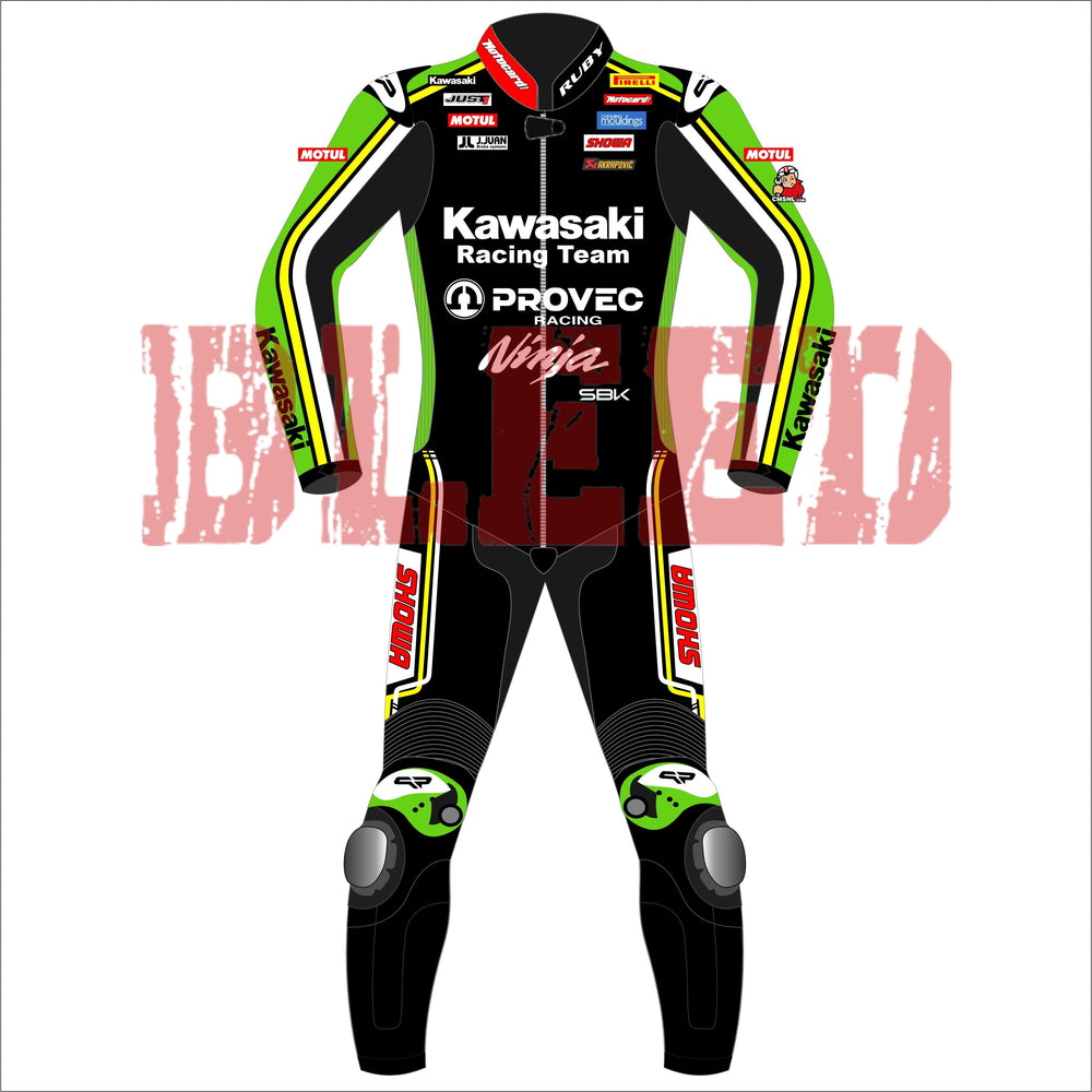 Axel Bassani Kawasaki Ninja 2024 WSBK leather racing suit back view