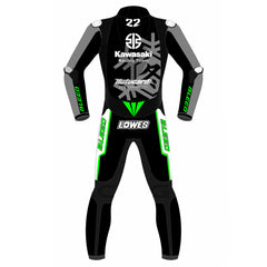 Alex Lowes Kawasaki Ninja 2023 WSBK test track leather racing suit detail view