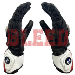BMW Motorrad men motorcycle leather racing gloves detail view