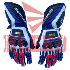BMW Motorrad leather motorbike racing gloves front view