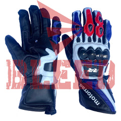 BMW Motorrad leather motorbike racing gloves detail view