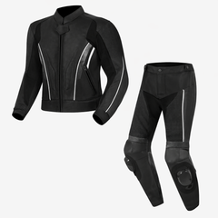 Vortex Neon Black Motorcycle Leather 2 Piece Suit