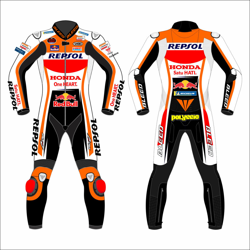 Pol Espargaro Repsol Honda 2021 MotoGP leather racing suit front view