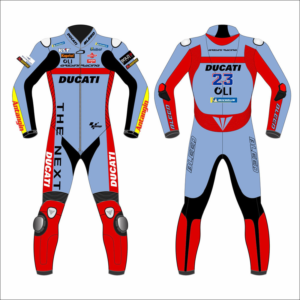 Enea Bastianini Ducati Gresini 2022 MotoGP leather racing suit front view