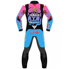Fabio Quartararo Yamaha French GP 2024 MotoGP leather racing suit detail view
