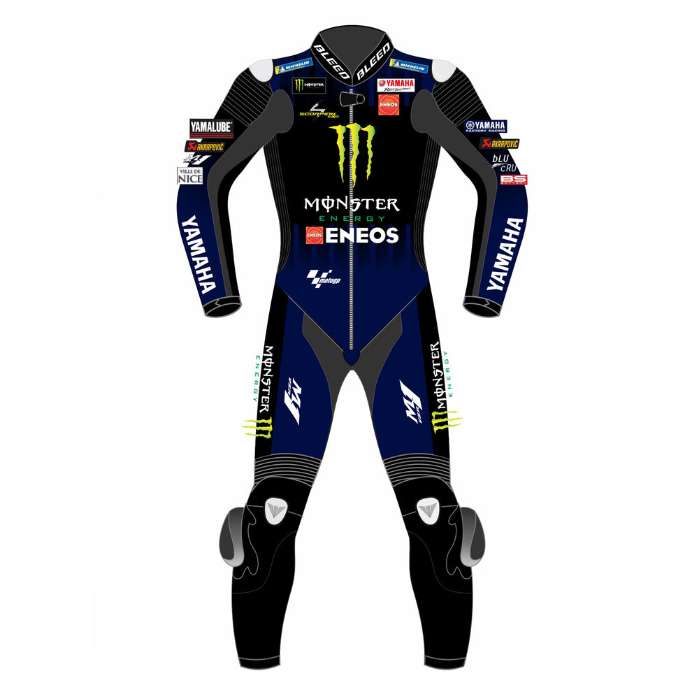 Fabio Quartararo Monster Energy Yamaha 2021 MotoGP leather racing suit back view