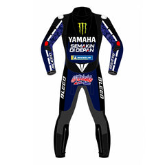 Fabio Quartararo Monster Energy Yamaha 2021 MotoGP leather racing suit detail view