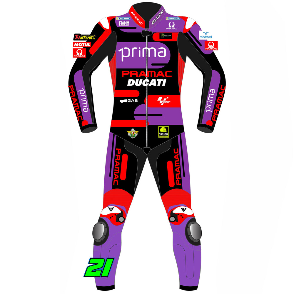 Franco Morbidelli Ducati Pramac 2024 MotoGP leather racing suit back view