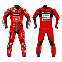 Francesco Bagnaia Ducati Lenovo 2022 MotoGP world champion leather racing suit front view