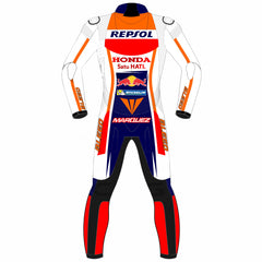 Marc Marquez Honda Repsol 2023 MotoGP leather racing suit detail view