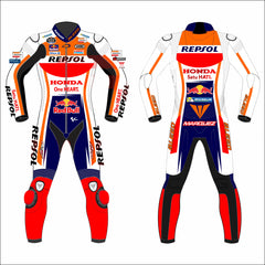 Marc Marquez Honda Repsol 2023 MotoGP leather racing suit front view