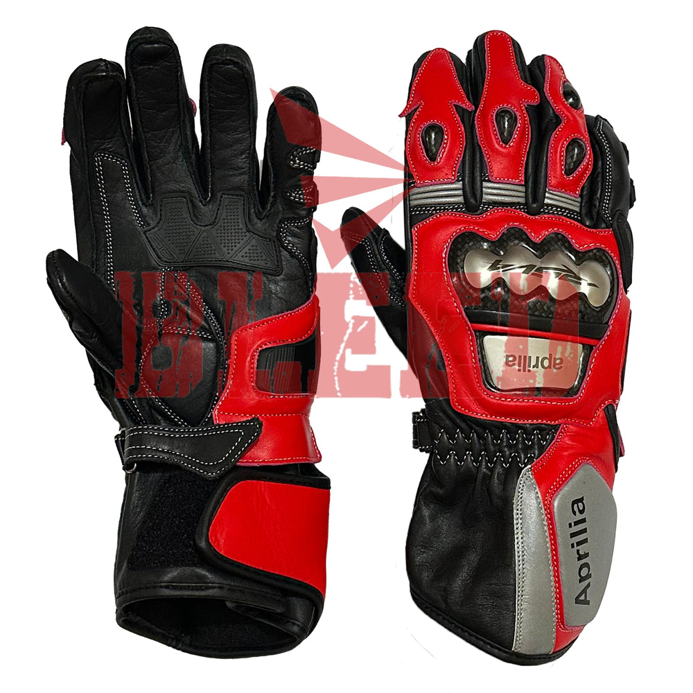 Aprilia RSV4 motorbike racing leather gloves pro series palm view