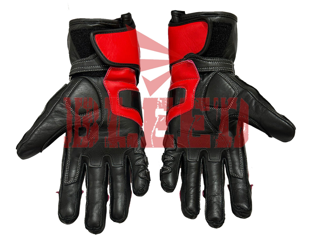 Aprilia RSV4 motorbike racing leather gloves pro series detail view