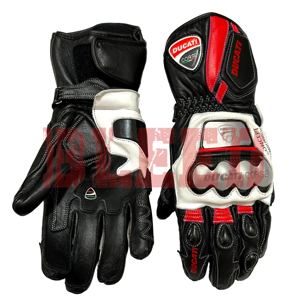 Ducati Corse C6 leather motorbike racing gloves back view