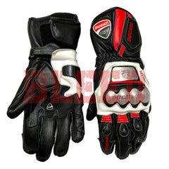 Ducati Corse C6 leather motorbike racing gloves back view