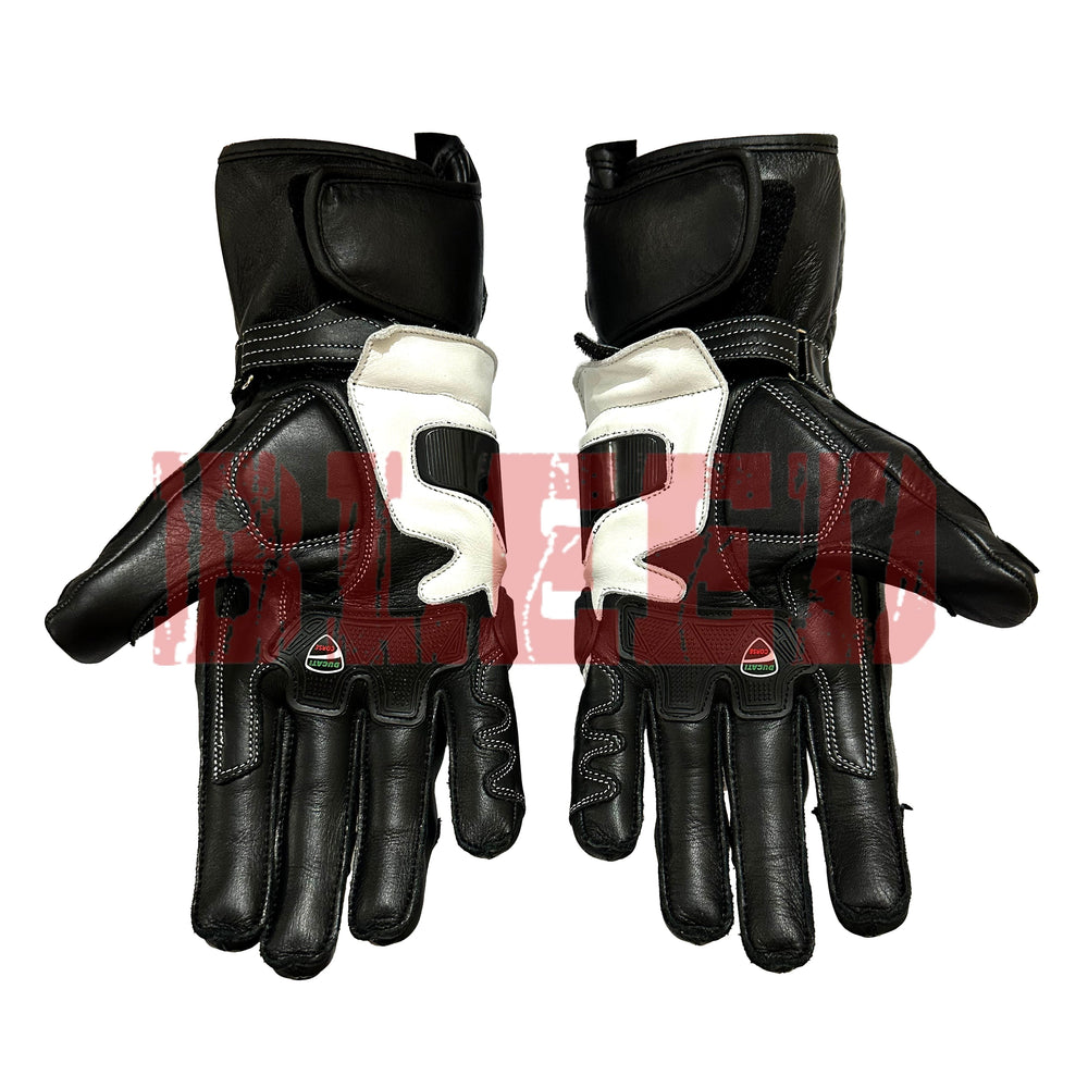 Ducati Corse C6 leather motorbike racing gloves palm view