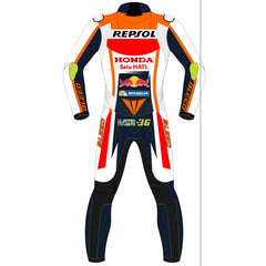Joan Mir Honda Repsol 2023 MotoGP leather racing suit detail view