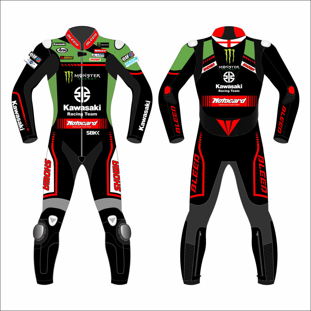 Jonathan Rea Kawasaki Ninja 2021 WSBK leather racing suit front view