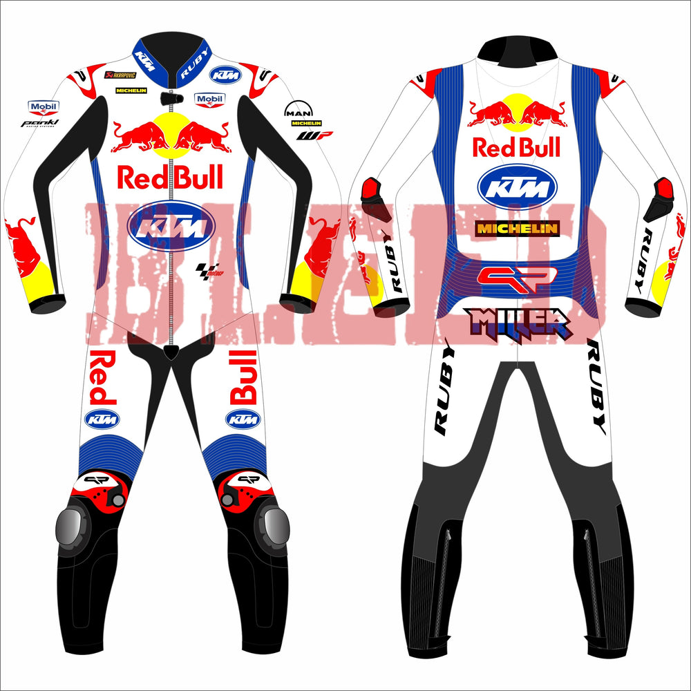Jack Miller Red Bull KTM British GP 2024 MotoGP leather racing suit front view