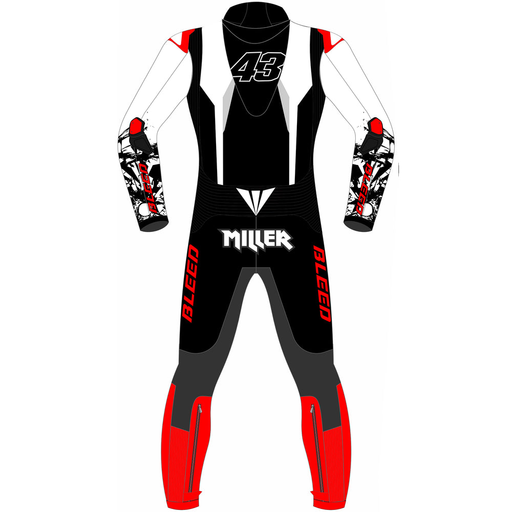 Jack Miller Yamaha Winter Test 2025 MotoGP leather racing suit detail view