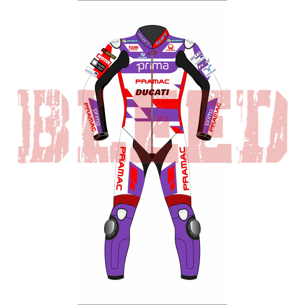 Jorge Martin Ducati Pramac 2023 MotoGP leather racing suit full view